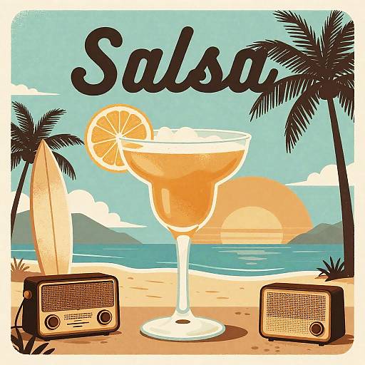Vintage Tropical Salsa Sunset Poster