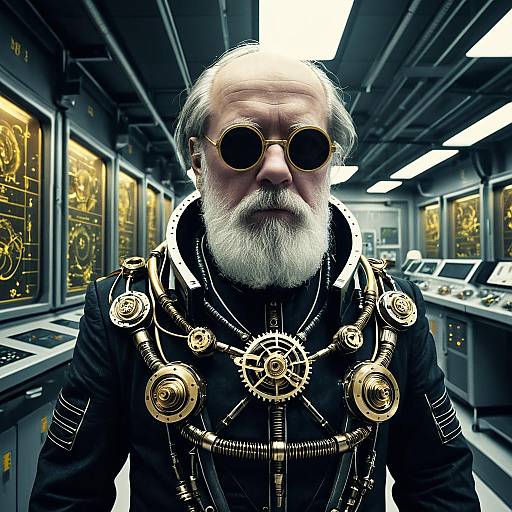 Steampunk Cyborg Portrait in Genetic Lab