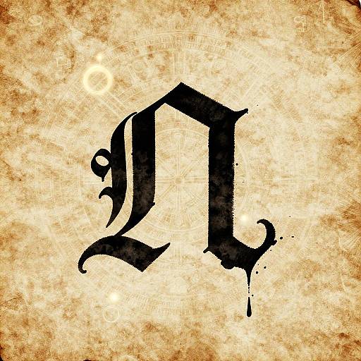 Bold Upside Down Omega with Magical Runes