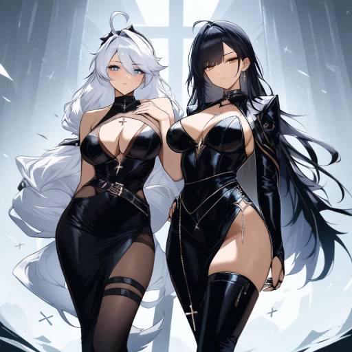 Elegant Girls with Jewelry and Crosses