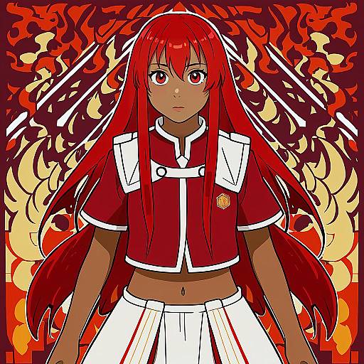 Illustration of Hapi (fire emblem), fire emblem in the style of Namiorii