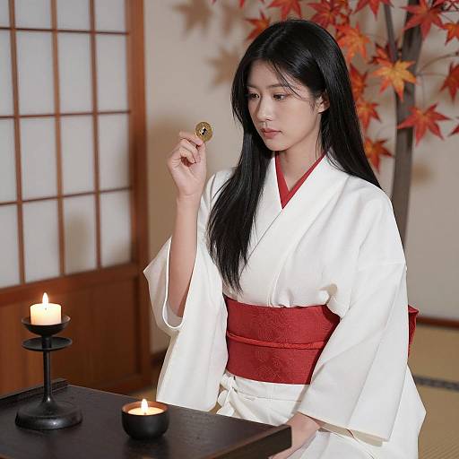 Elegant Asian Woman in Traditional Attire