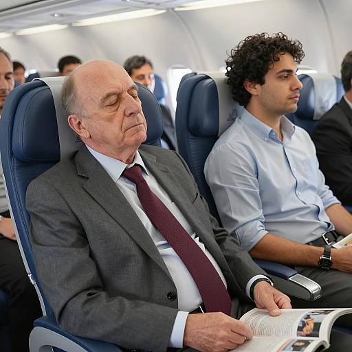 Two Men in Airplane Cabin Scene