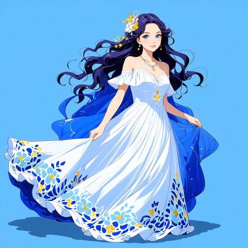 Whimsical Girl in Elegant Summer Attire Whimsical Girl in Elegant Summer Attire