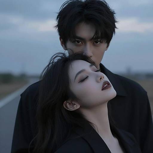 Dramatic Dusk Encounter with Intriguing Gaze