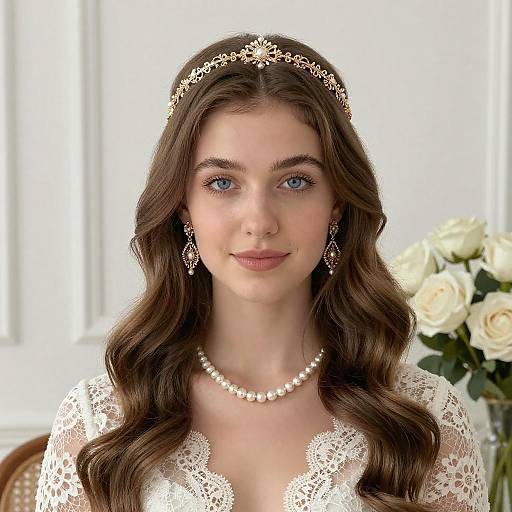 Elegant Portrait of Woman with Gold Accessories