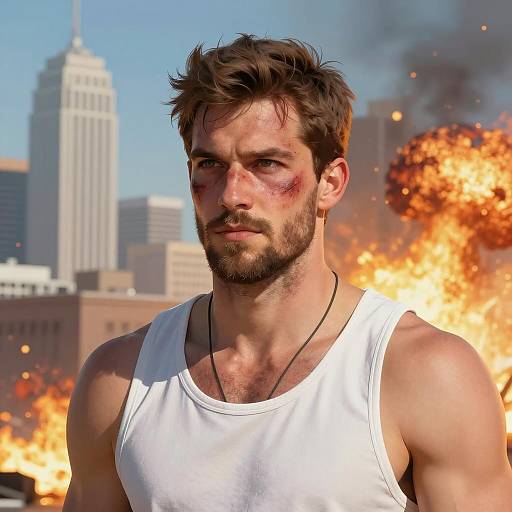 Intense Urban Portrait with Explosion