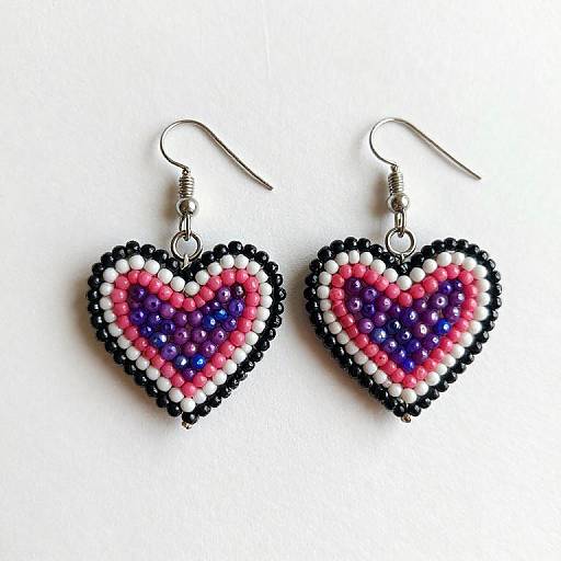 Handmade Beaded Heart Earrings