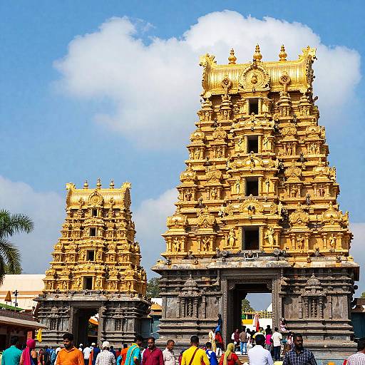 Vibrant Indian Temple with Gopurams