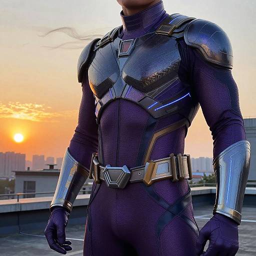 Purple Superhero Suit at Sunset