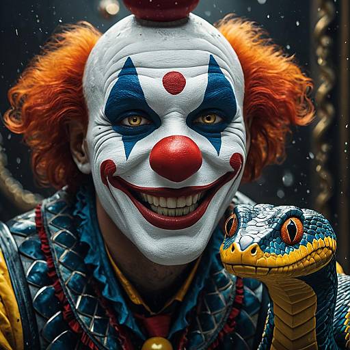 Realistic Clown with Snake