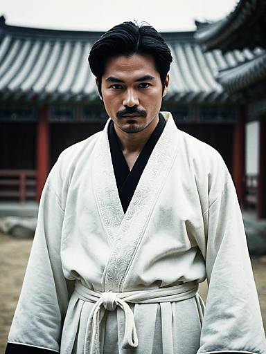 Korean Man in Traditional White Robe