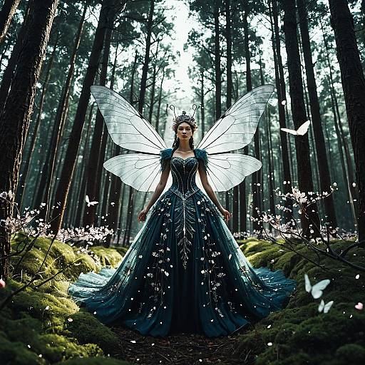 Fairy Queen in a Dark Botanical Forest