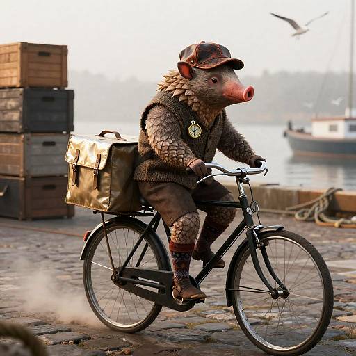 Pangolin Mail Carrier on Vintage Bicycle