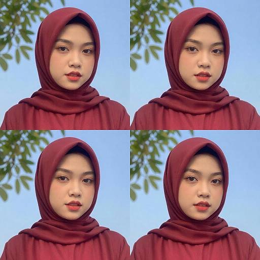 Young Asian Woman in Red Hijab