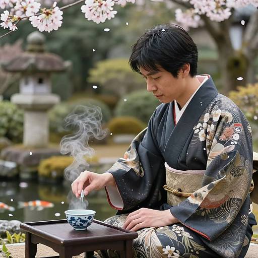 Tranquil Japanese Tea Master Scene