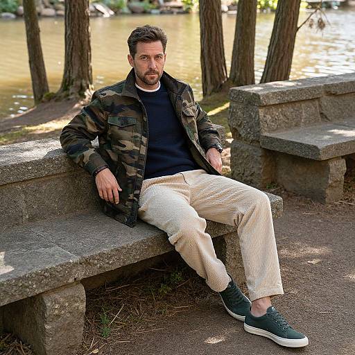 Man in Camouflage by Rustic Waters