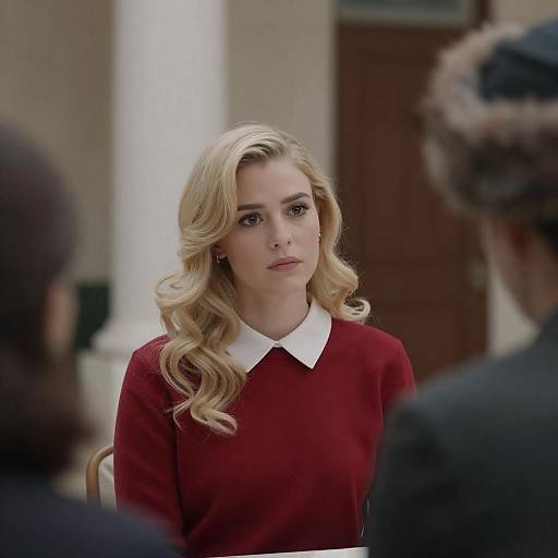 Intense Gaze: Woman in Red Sweater