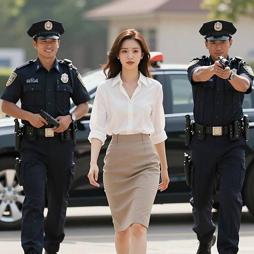 Dynamic Outdoor Scene with Police Officers