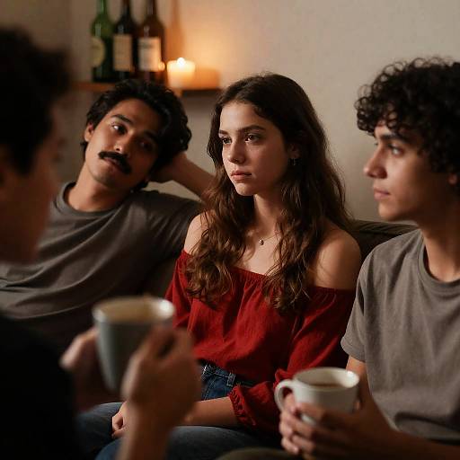 Intimate Gathering in Dim Lighting