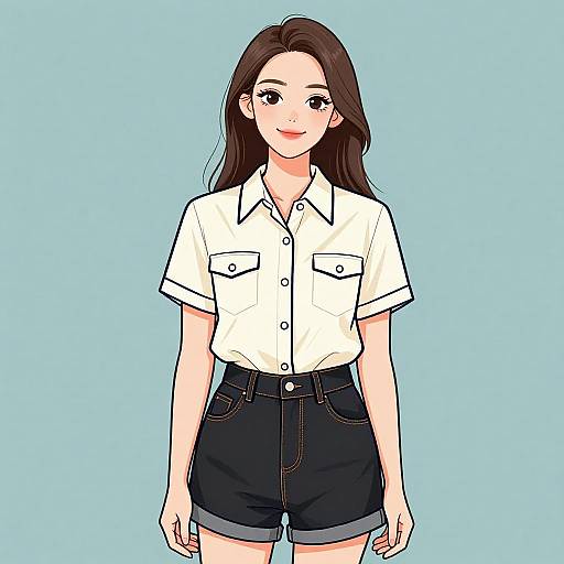 Smiling Woman in Preppy Casual Outfit