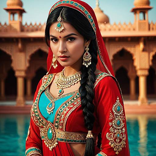 Indian Woman in Red Traditional Wedding Dress