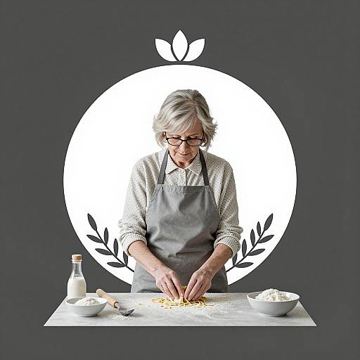 Elderly Woman Making Pasta Logo