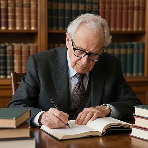 Elderly Scholar Deep in Study