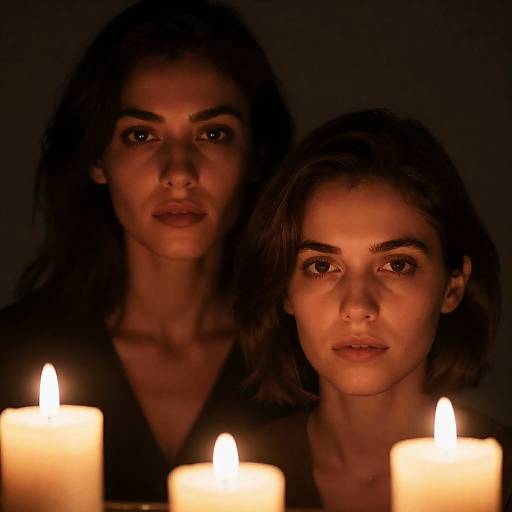 Intimate Portrait of Two Women in Candlelight