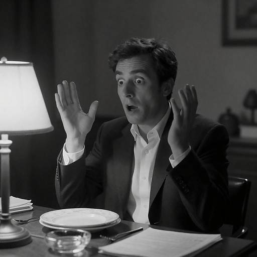 Startled Man in Classic Black-and-White