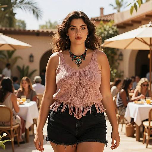 Bohemian Curvy Woman at Breakfast