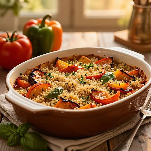 Warm Vegetarian Casserole in Country Kitchen