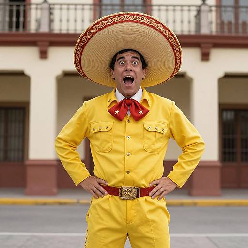 Man in Yellow Mexican Costume