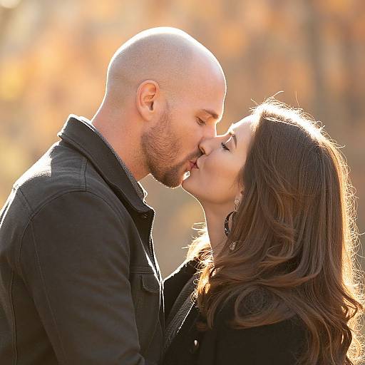 Romantic Couple Kissing in Sunlight