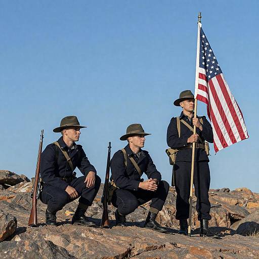 Civil War Soldiers on Rocky Terrain