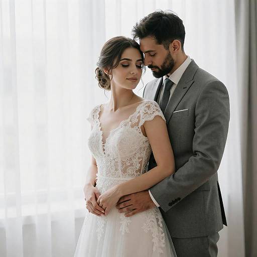 Romantic Back Embrace Wedding Portrait