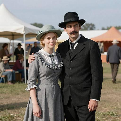 Vintage Couple at Outdoor Fair