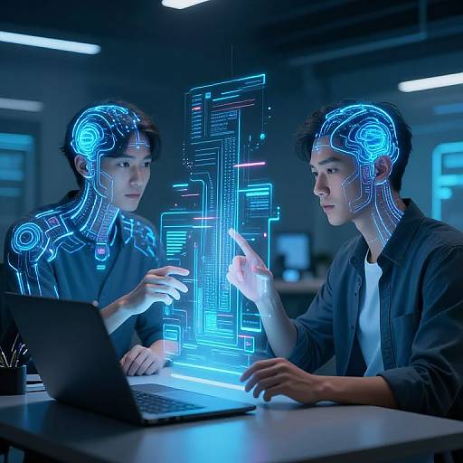 Futuristic Twin AI Workspace