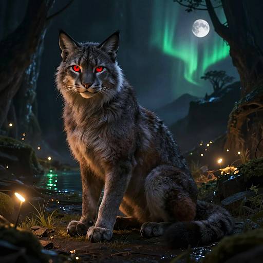 Fluffy Anthro Lynx in Glowing Cave