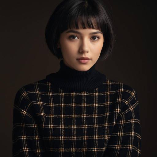 Portrait of Young Woman in Black Turtleneck Sweater