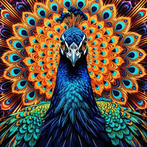Psychedelic Peacock with Fractal Feathers Psychedelic Peacock with Fractal Feathers