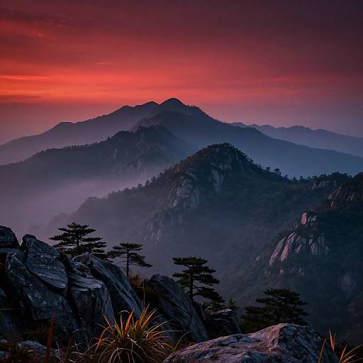 Mystical Crimson Mountain Range