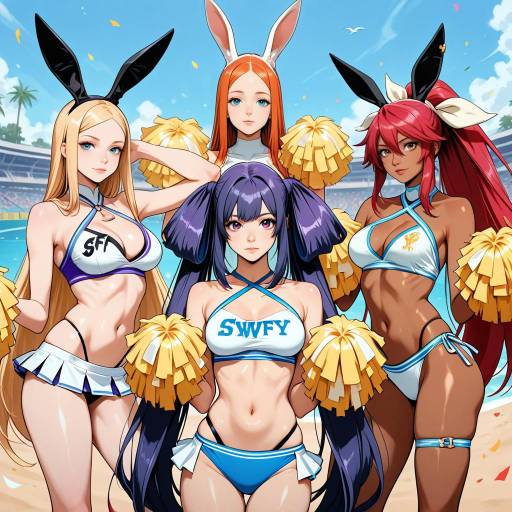 Vibrant Swimsuit Crossover Cheerleaders