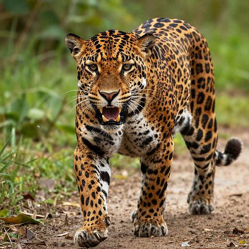 Close-up of Aggressive Jaguar Walking