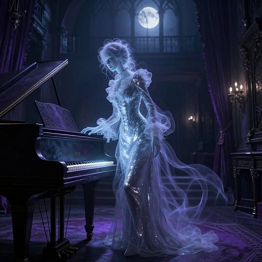 Ethereal Victorian Specter at Piano