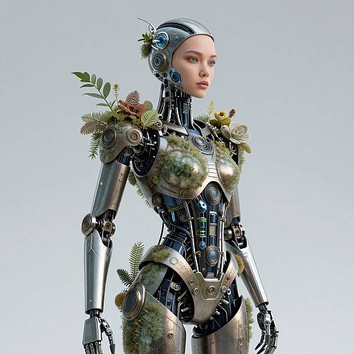 Cybernetic Woman with Botanical Details
