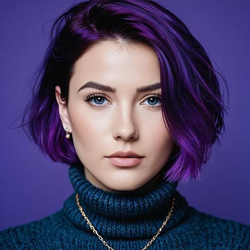 Androgynous Girl with Purple Highlights