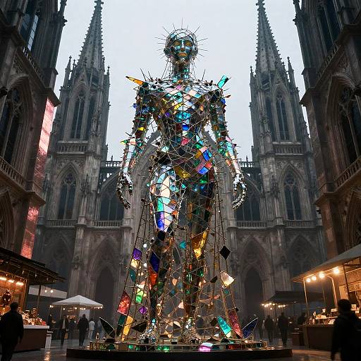 Stained-Glass Oracle in Skylit Bazaar