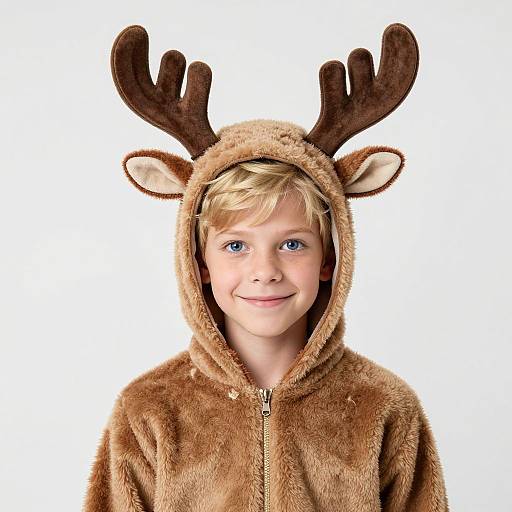 Boy in Realistic Reindeer Costume