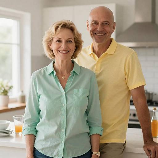 Smiling Middle-Aged Couple in Kitchen
